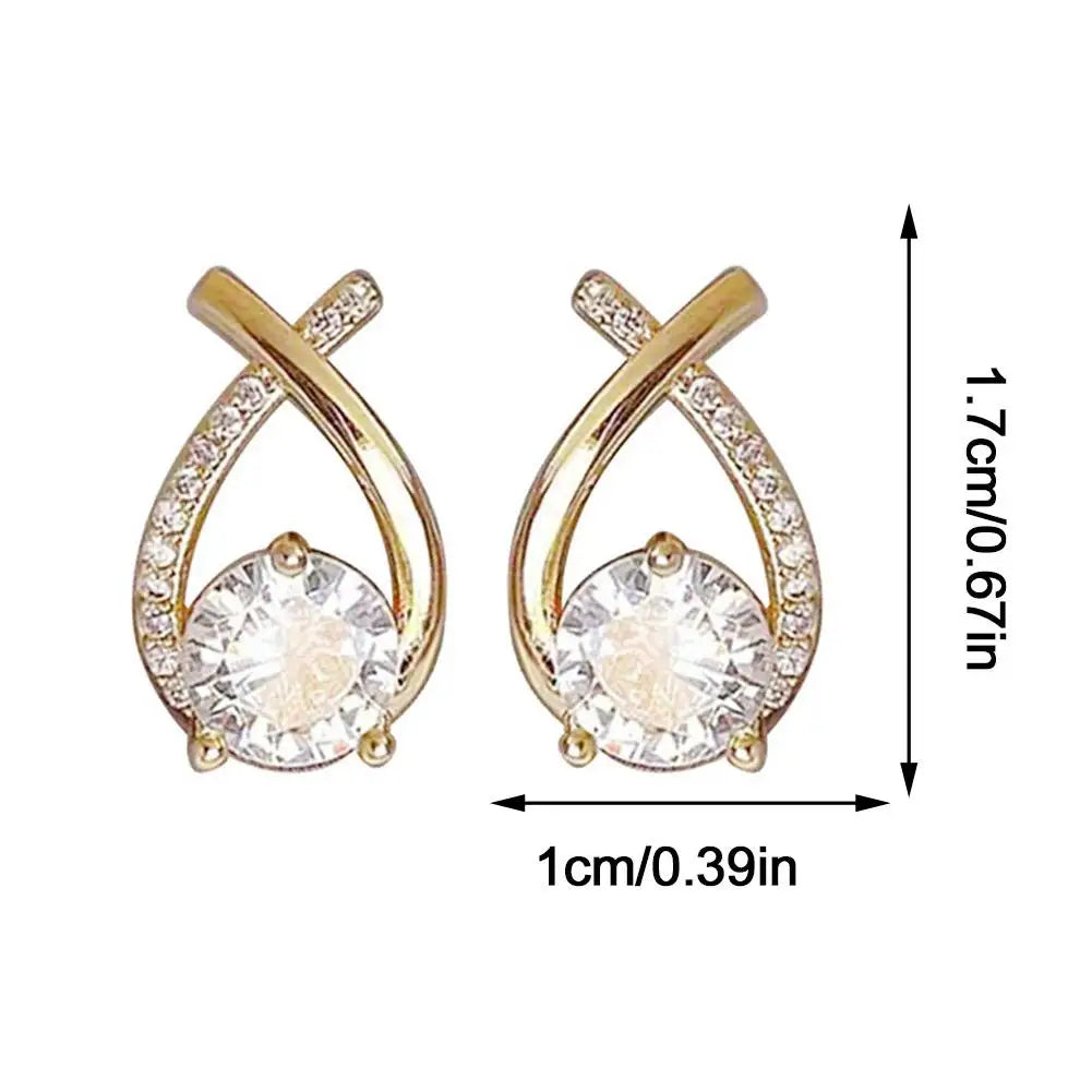 Fashion Cross Stud Earrings For Women Girls Korean Style Elegant Crystal Jewelry Ear Rings Fishtail Lady Earrings Gifts - dmdshop